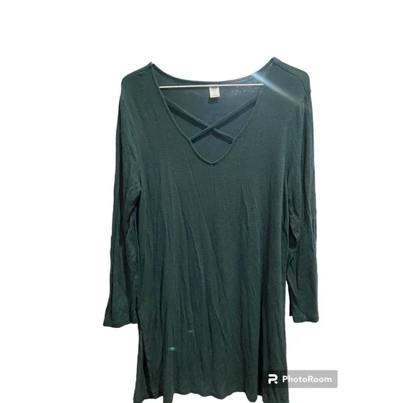 Old Navy Women’s Green Shirt/dress With Slit On Sides Size M - Picture 2 of 5
